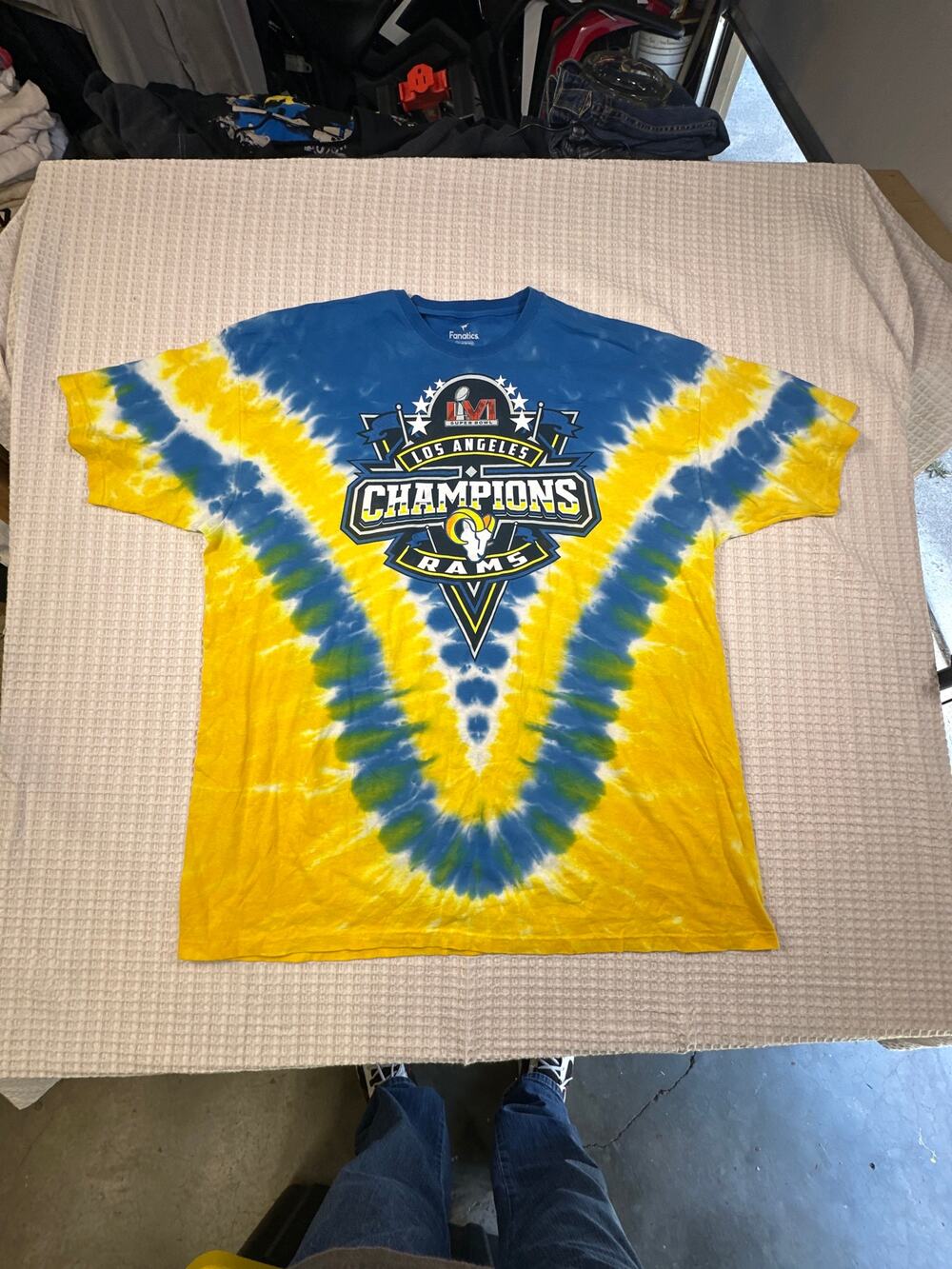 Liquid Bkue Fanatics 4XL Men’s LA Rams Super Bowl tie dye T-shirt NFL